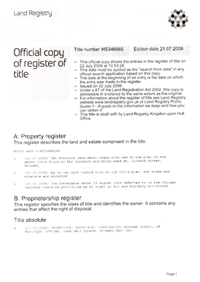 Land Registry Title Register Property Register Parts A and B