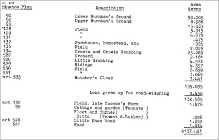 Deed Extract showing land by acreage