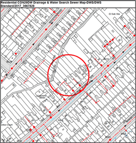 Water, drainage and sewer report map