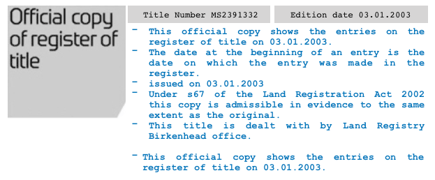 Title Register Sample Heading